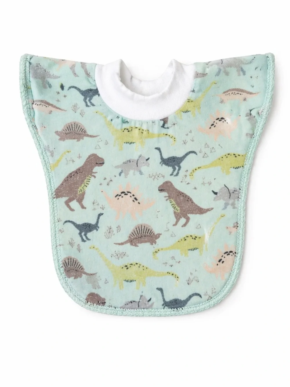 Dinosaur Print Slip-On Baby Bib Soft Terry Cloth Feeding Bib Green Dino Drool